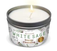 Magnifique bougie parfumée à la sauge blanche 101 | 6 oz, combustion de 35 heures, cire de soja biologique, idéale pour l'énergie domestique, la purification et la manifestation.