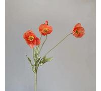 Magnifique bouquet de coquelicots artificiels en soie, fleurs de coquelicots artificielles, plantes réalistes (corail foncé)