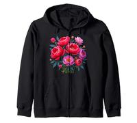 Magnifique bouquet de pivoines roses et rouges en forme de manie Sweat à Capuche