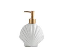 Magnifique Bouteille de Savon en céramique Blanche, Bouteille Lotion, Distributeur élégant Forme d'étoile mer/Coquille avec Pompe Acier Inoxydable Décoration de Salle de Bain(Shell Shaped)