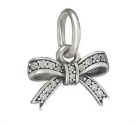 Magnifique breloque en forme de nœud en ruban pour bracelets Pandora en argent sterling 925 avec cristaux étincelants - Coffret cadeau, One Size, Métal, Zircone cubique