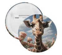 Magnifique broche ronde en fer blanc personnalisable en forme de girafe - Convient pour les enseignants, les infirmières, les médecins, le personnel, les cadeaux de fête, 12PCS, Plastique, Plastiques