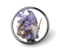 Magnifique broche ronde en forme de nain de lavande avec violettes pour homme et femme