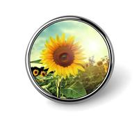 Magnifique broche ronde en forme de tournesol - Épingles à cravate légères - Cadeau unique - Broche en métal pour chapeau, chemise, vêtements, sacs