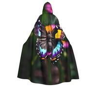 Magnifique cape de sorcière colorée avec papillons pour Halloween, Noël, carnaval, cosplay, fête costumée, noir