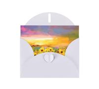 Magnifique champ de tournesol coucher de soleil impression vacances amour boucle papier nacré en vrac avec enveloppes cartes de vœux, 10,2 x 15,2 cm