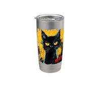 Magnifique chat noir japonais Gobelet isotherme en acier inoxydable double paroi