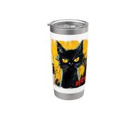 Magnifique chat noir japonais Gobelet isotherme en acier inoxydable double paroi
