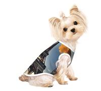 Magnifique chemise pour chien imprimé Tour Eiffel Paris pour petits chiens T-shirt extensible léger sans manches rayé gilet
