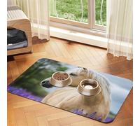 Magnifique Cheval Palomino Lavande,Tapis d'alimentation pour Animaux de Compagnie, Sets de Table en Cuir PU pour Chats et Chiens,40x60cm