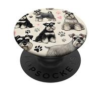 Magnifique chien schnauzer miniature à motif de chien PopSockets PopGrip Adhésif