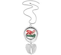 Magnifique collier avec pendentif en forme d'ailes d'ange représentant un champignon empoisonné rouge