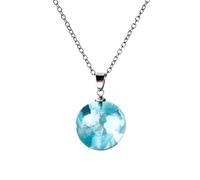 Magnifique collier avec pendentif en forme de nuages blancs bleus pour le ciel en résine et verre au pays des merveilles - Pour adolescent - Pince coupante en acier inoxydable