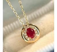Magnifique collier avec pendentif ovale en oxyde de zirconium rouge serti à 4 griffes pour femme, banquet, fête, bijoux, cadeaux