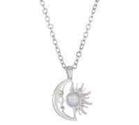 Magnifique collier avec pendentif soleil et lune incrusté d'opale, chaîne délicate tendance, collier unique, Silver, Comme décrit, Comme décrit.