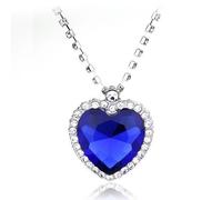 Magnifique Collier Cristal Coeur de l'Océan Baigné dans l'Or Blanc. Boite cadeau offerte. Idée cadeau Noël, Nouvel An. 2SPLENDID®