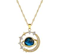 Magnifique Collier de Pendentif incrusté de la planète étoilée pour Femmes Cadeau de joaillerie en Acier en Acier Inoxydable