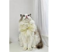 Magnifique collier de perles pour homme, collier réglable avec nœud papillon, collier de beauté pour femme, chat et chien, accessoires de vêtements pour fille (nœud papillon en organza blanc, taille L