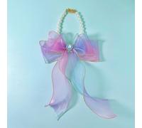 Magnifique collier de perles pour homme, collier réglable avec nœud papillon, collier de beauté pour femme, chat et chien, accessoires de vêtements pour fille (nœud papillon en organza bleu et violet