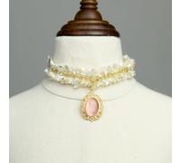 Magnifique collier de perles pour homme, collier réglable avec nœud papillon, collier de beauté pour femme, chat et chien, accessoires de vêtements pour fille (dentelle et diamants roses, taille S (20