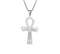 Magnifique collier égyptien Ankh avec pendentif en forme d'aile de serpent et œil d'Horus pour homme et femme