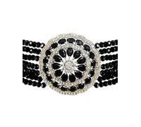Magnifique collier ras du cou traditionnel en perles et diamants américains noirs avec boucles d'oreilles - Cadeau pour elle