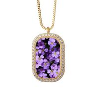 Magnifique collier romantique avec pendentif en cristal de diamant et fleurs violettes
