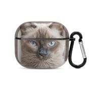 Magnifique coque pour écouteurs Bluetooth chat siamois protection intégrale antichoc coque rigide prend en charge le chargement sans fil avec porte-clés cadeau personnalisé pour AirPods 3