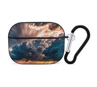 Magnifique coque rigide en polycarbonate avec anneau porte-clés pour AirPods Pro 2e génération pour homme et femme, ouverture facile, style noir
