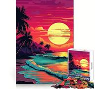 Magnifique Coucher de Soleil sur la Plage Puzzle de 1000 pièces pour Adultes Développe l'esprit d'analyse Passe-Temps paisible Assemblage précis Cadeau Festif (38x52cm)