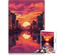 Magnifique Coucher de Soleil sur Une Ville - Puzzle de 1000 pièces pour Adultes - Jeu de réflexion stratégique et d'apprentissage et Symbolique pour Toutes Les Occasions - 50x75cm