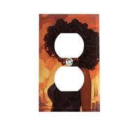 Magnifique couvercle de prise de courant en forme de femme noire, plaque murale standard américaine avec vis - En acier inoxydable résistant à la chaleur et aux chocs - Couvercle de prise duplex pour