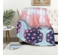 Magnifique couverture polaire en flanelle de qualité supérieure - 280/320 g/m² - Motif ananas - Couverture lourde - Imprimé sur toute la surface - Douce et chaude - Pour la maison, le lit, le canapé