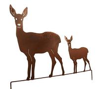 Magnifique décoration de jardin de qualité supérieure - Figurine d'animal - Statuette rouillée / figurine d'animal - Grand choix - Décoration de jardin en métal (famille de rennes - Largeur 75 cm)