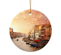 Magnifique décoration de Noël circulaire en céramique à suspendre sur le canal de Venise pour les amis ou la famille