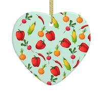 Magnifique décoration de Noël en céramique en forme de cœur avec imprimé papillons