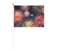 Magnifique drapeau blanc solide en forme de feu d'artifice - Couleurs vives et résistant à la décoloration - Drapeaux à main avec lance