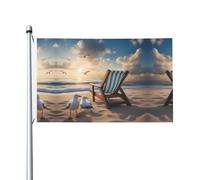 Magnifique drapeau bleu ciel et mer imprimé double face - 0,9 x 1,5 m (sans poteau), convient pour une utilisation en intérieur et en extérieur, festif/événement/décoration d'intérieur