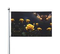 Magnifique drapeau de célébration imprimé roses jaunes (91,4 x 152,4 cm) - Idéal pour le jardin, la cour et les décorations de vacances