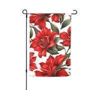 Magnifique drapeau de jardin à imprimé floral rouge pour extérieur, décoration de cour, patio, porche ou pelouse
