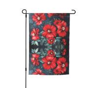 Magnifique drapeau de jardin à imprimé floral rouge pour toutes les saisons, décoration de cour pour patios