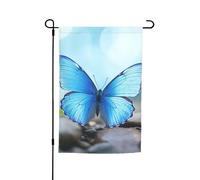 Magnifique drapeau de jardin amusant imprimé papillon bleu 30,5 x 45,7 cm