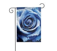 Magnifique drapeau de jardin avec illustration de rose bleue - 30,5 x 45,7 cm - Double face - Vertical - Ne se décolore pas - Bannière pour décoration extérieure de ferme saisonnière