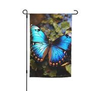 Magnifique drapeau de jardin avec imprimé papillon bleu - Pour jardin, cour, patio, porche ou pelouse