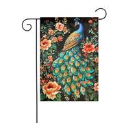 Magnifique drapeau de jardin avec motif de paon coloré - 30 x 45 cm - Double face - Décoration extérieure - Pour la ferme et les vacances