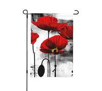 Magnifique drapeau de jardin d'été double face avec impression à l'encre de fleur de pavot, 12 x 18 pouces, pour l'extérieur