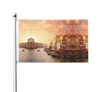 Magnifique drapeau de jardin double face avec vue sur le canal de Venise, 90 x 150 cm, convient pour une utilisation toute l'année, pour décorer les porches, balcons et terrasses. Mât non inclus.