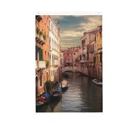 Magnifique drapeau de jardin double face avec vue sur le canal de Venise, bannière de bienvenue saisonnière avec œillets en laiton, décoration de fond photo pour cour, porche, pelouse