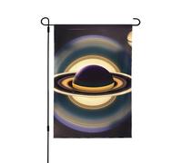 Magnifique drapeau de jardin double face imprimé Saturne - Bannière de vacances à suspendre pour décoration de cour, panneau de bienvenue 71,1 x 101,6 cm