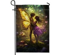 Magnifique drapeau de jardin en forme de papillon, décoration naturelle jaune vif, décoration extérieure printemps-été, drapeau floral double face lumineux pour pelouse et fêtes de jardin, 30,5 x 45,7